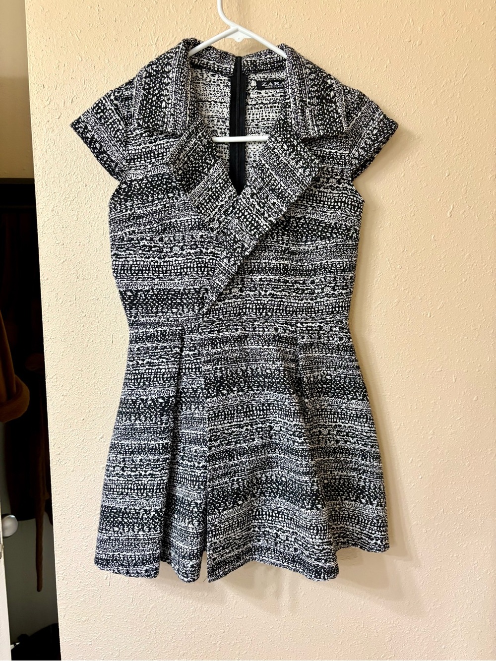 Zara Anos Years Black and White Tweed Mini Dress